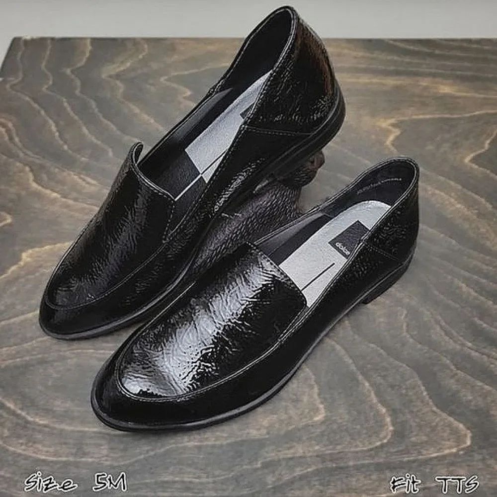Dolce Vita Calla black faux patent pebbled leather loafers
